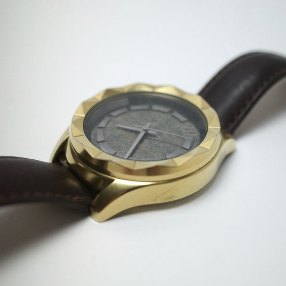 Karl Lagerfeld KL1038 Unisex Brown Leather Gold Bezel Men's Watch - Picture 6 of 15